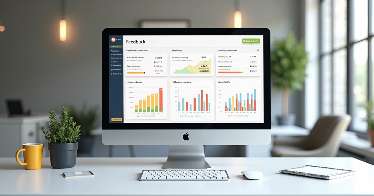Análise de feedback com gráficos simples em tela de computador 