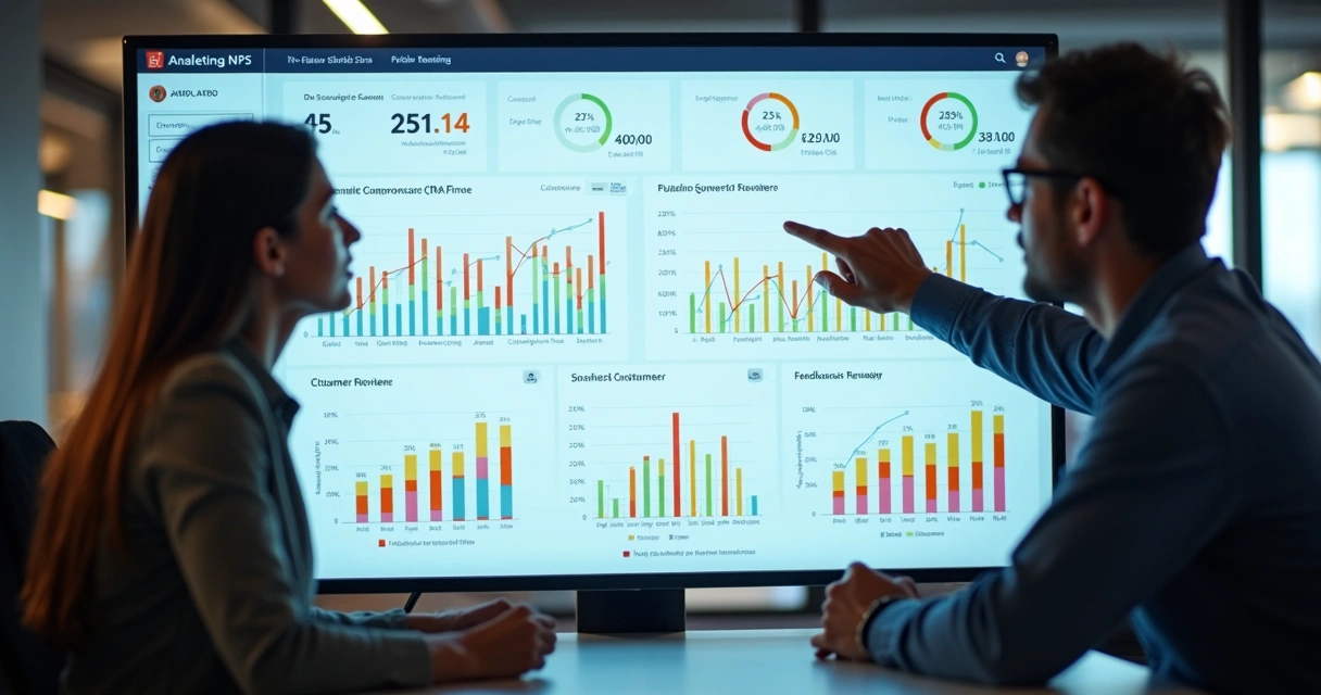Painel digital mostra dados de feedback do cliente 