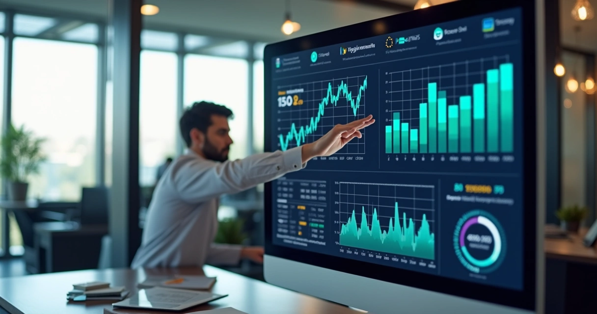 Dashboard de análise financeira com gráficos preditivos 