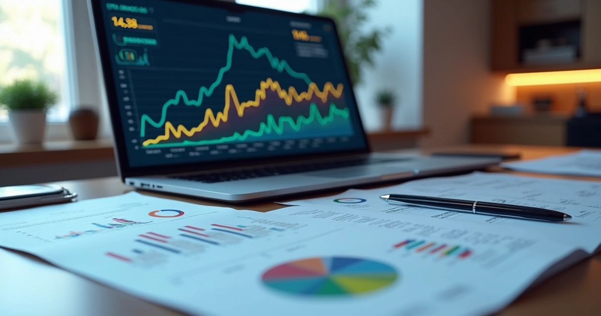 Painel de análise financeira com gráficos e inteligência artificial 