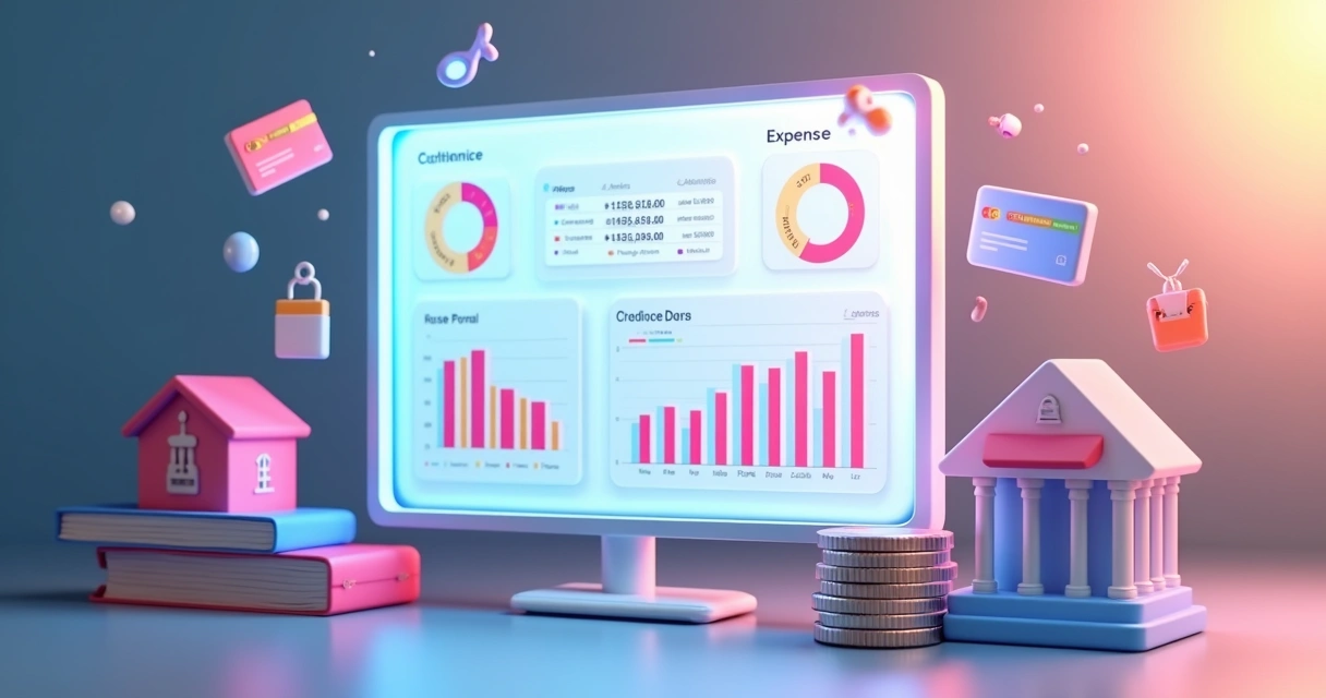 Dashboard financeiro mostrando receitas, despesas e gráficos de desempenho 