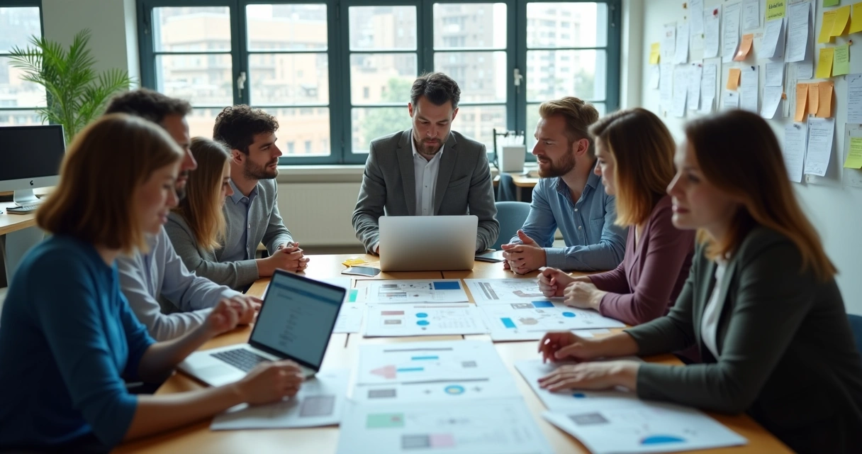 Equipe analisando fluxo de TI em empresa 