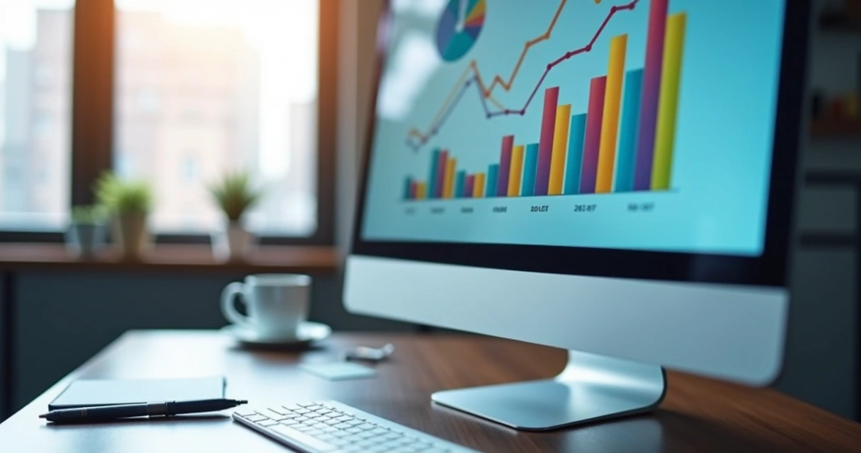 Tela de computador mostrando gráficos de fundos imobiliários 