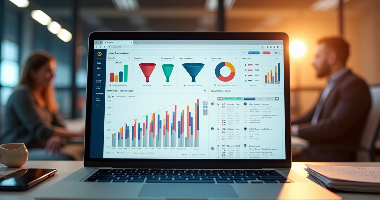 Relatório visual do funil de vendas com distribuição automática de leads