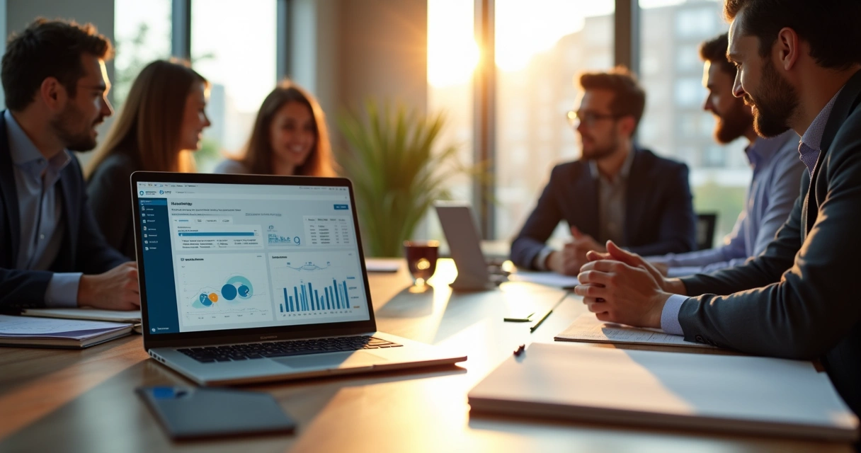 Análise de funil de vendas B2B com dados em tela de computador 