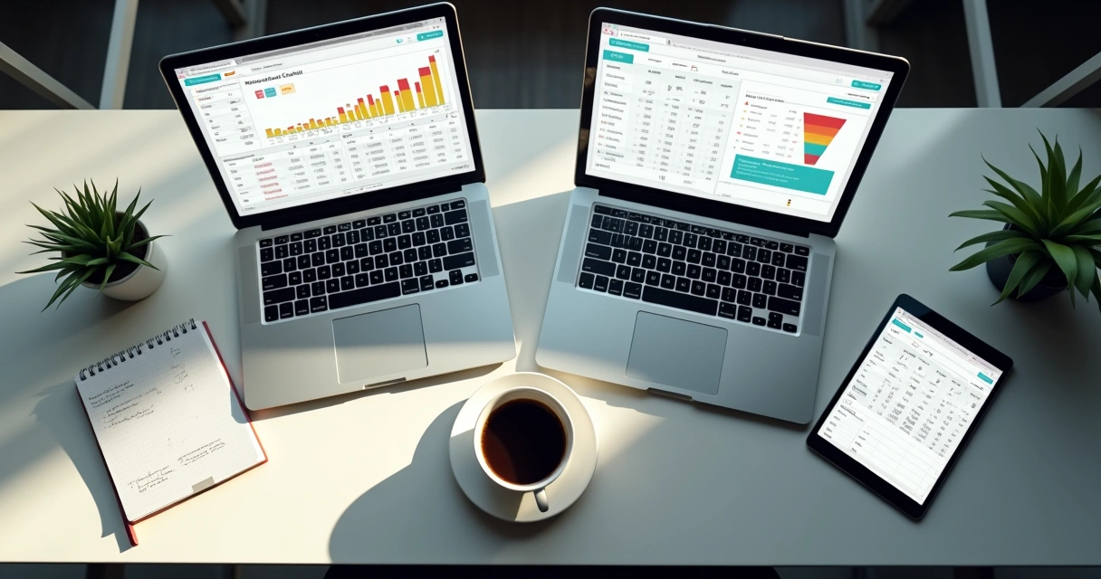 Comparação visual de análises de funil com tabelas 