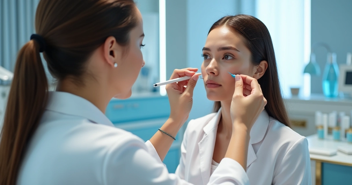 Avaliação global do rosto em clínica de estética premium 