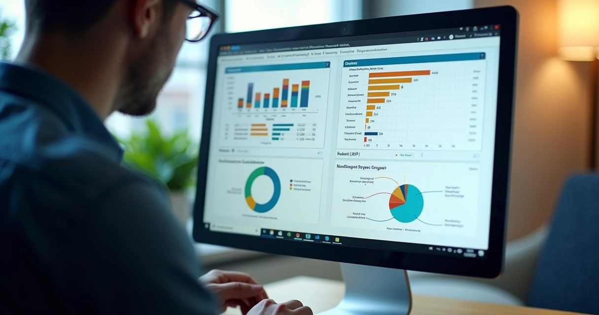 Tela com gráficos de ICP, leads e análise de mercado em vendas B2B 