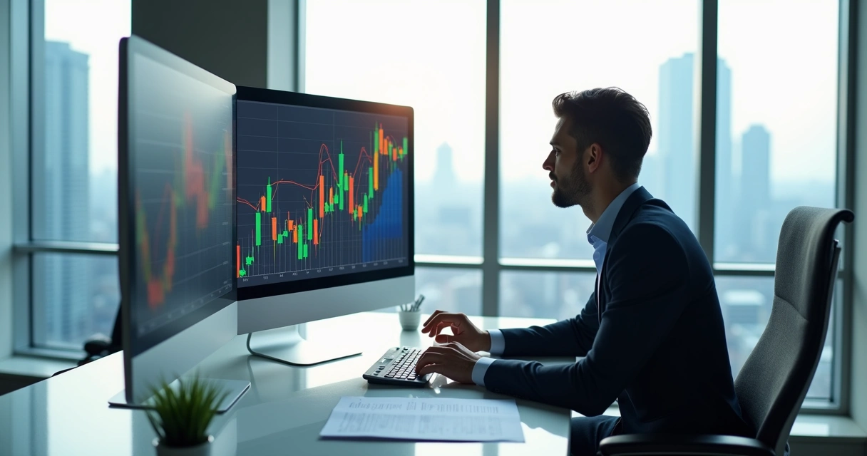 Profissional analisando gráfico de crescimento de vendas no computador