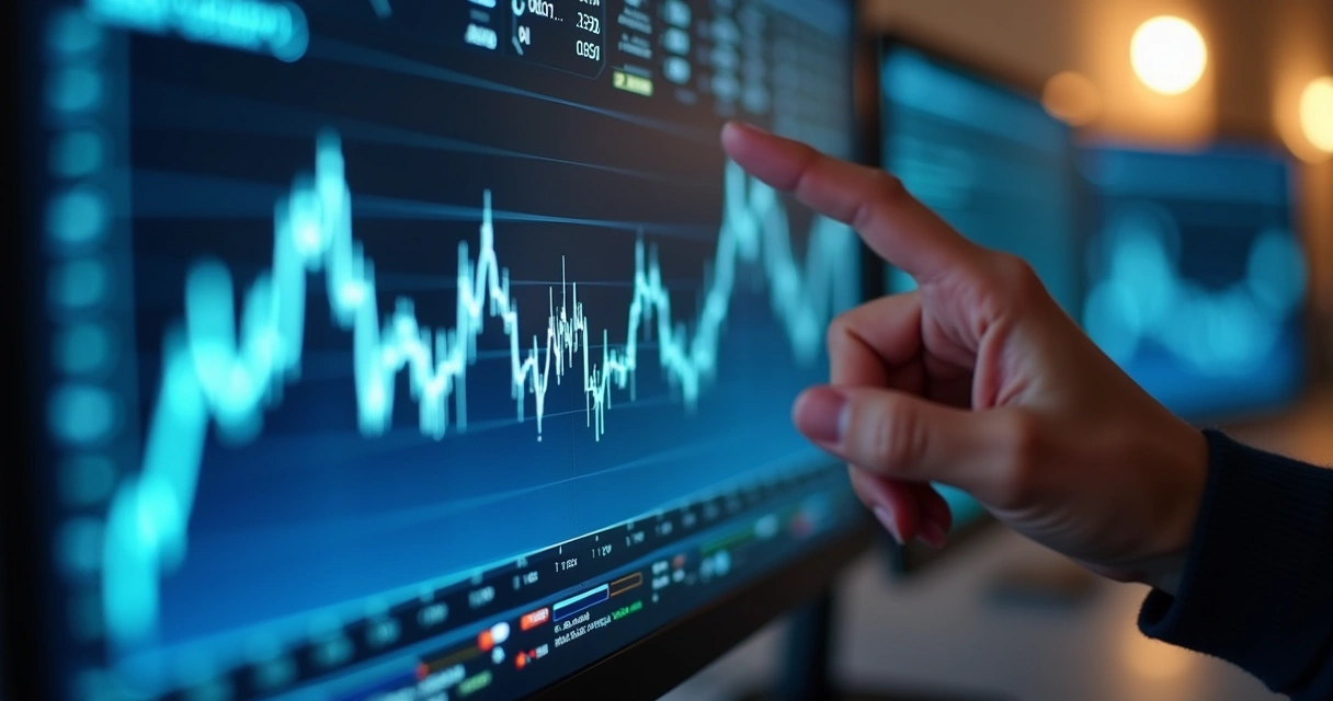 Gráficos de linhas representando evolução financeira no tempo 