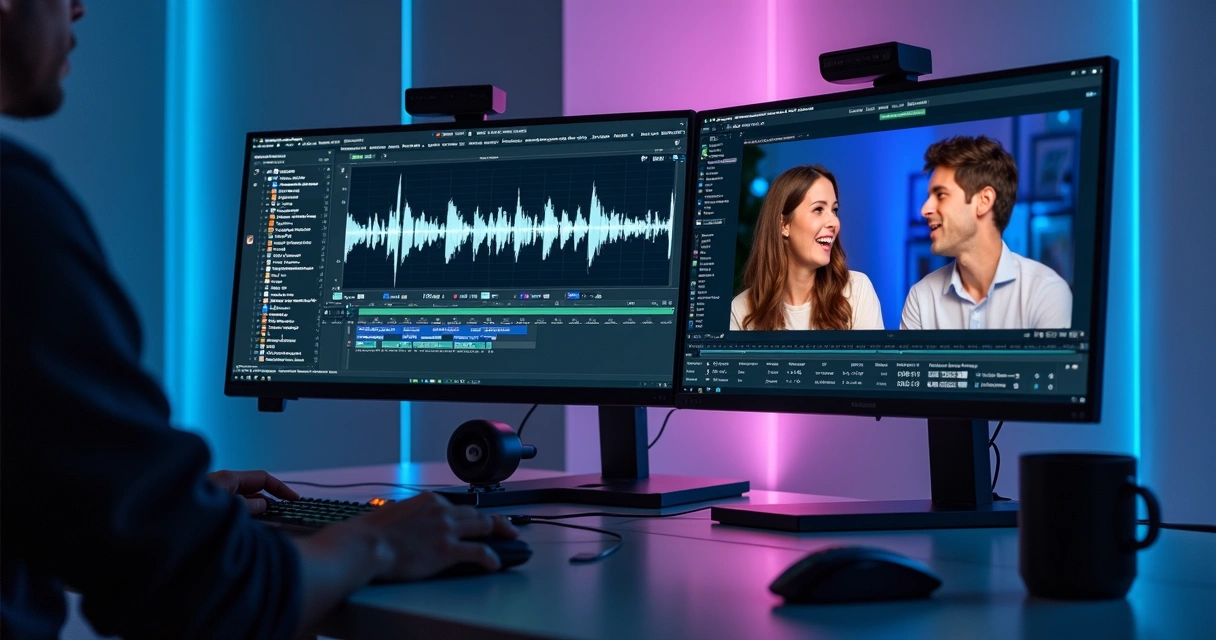 Screen with audio and facial analysis in humorous video