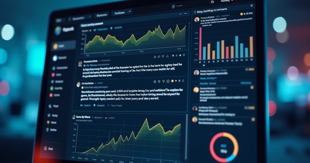 Interface de inteligência artificial analisando sentimentos de comentários em redes sociais 