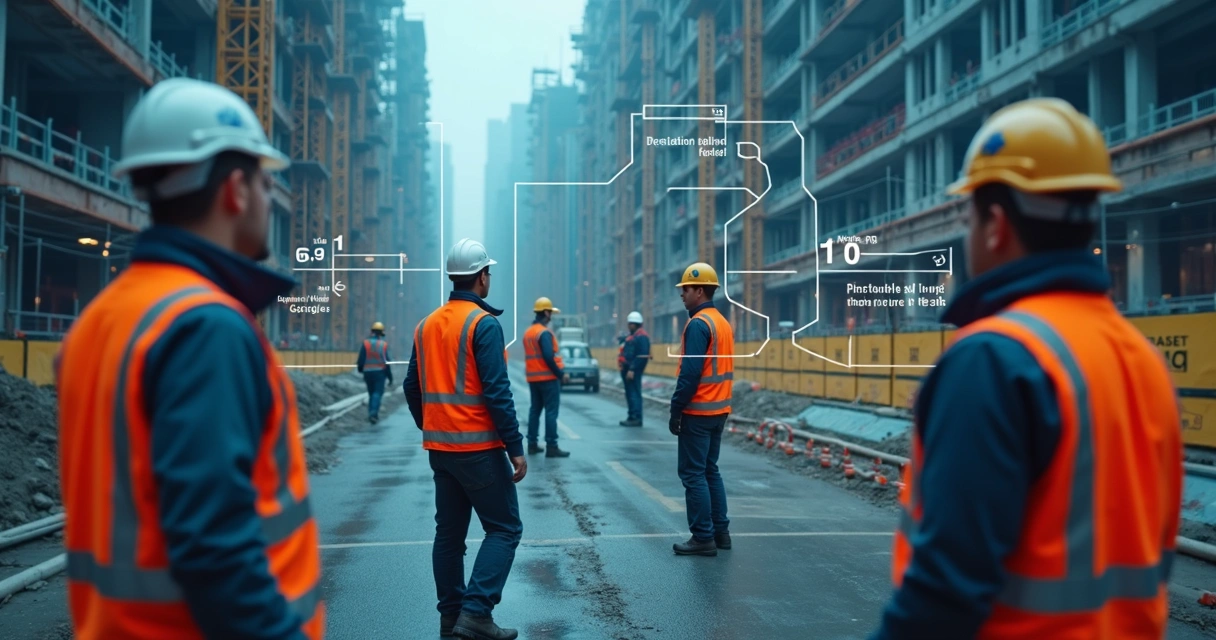 Painel digital mostrando detecção automática de EPIs em canteiro de obras