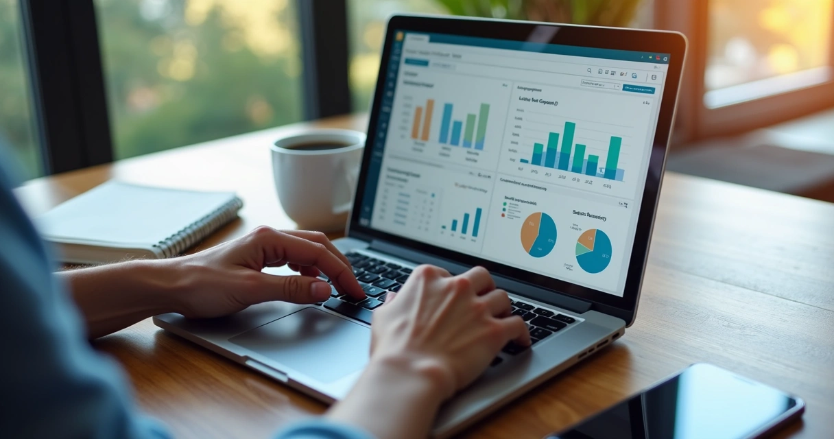 Pessoa analisando métricas em dashboard de automação SaaS.