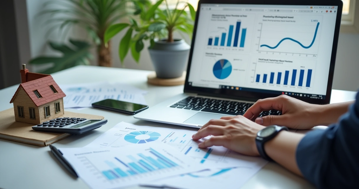 Pessoa analisando indicadores do mercado imobiliário