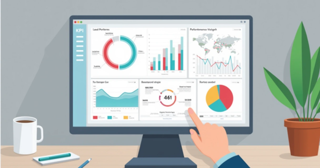 Dashboard com gráficos de desempenho de leads e KPIs de vendas 
