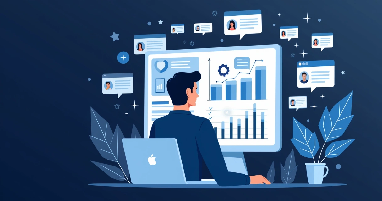 Plataforma de análise de influenciador digital mostrando gráficos em tela 