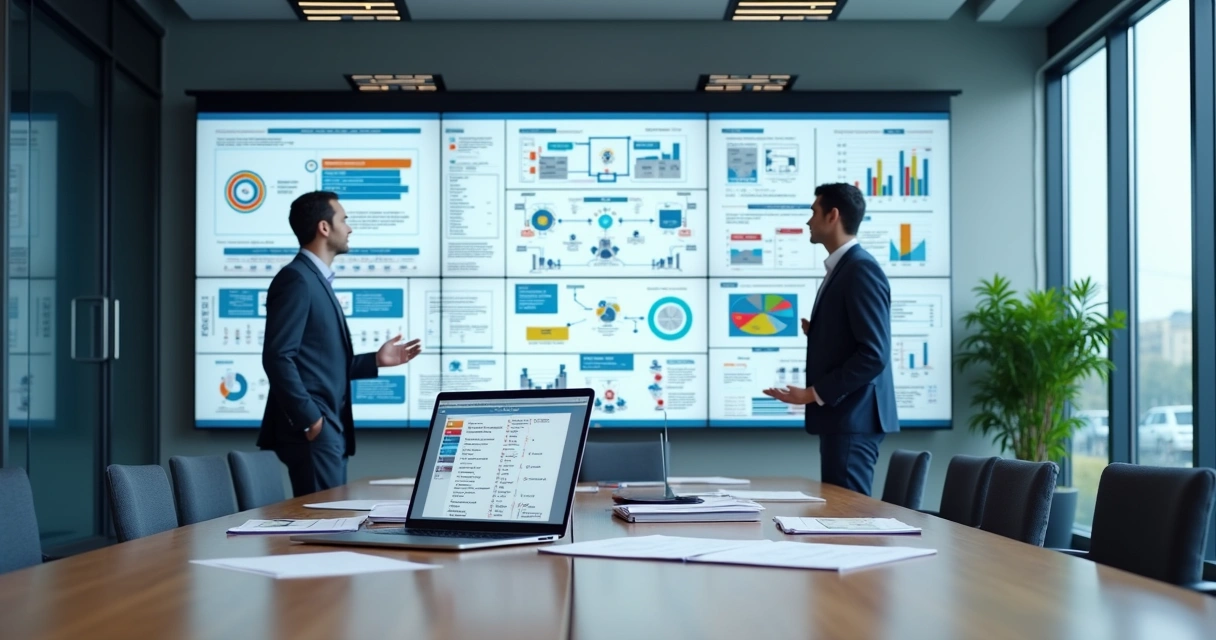 Painel com mapas de sistemas e indicadores de infraestrutura de TI 