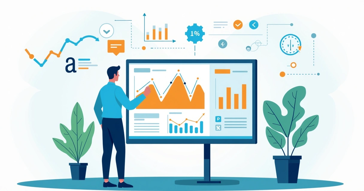 Análise corporativa com inteligência artificial visualizando insights no computador