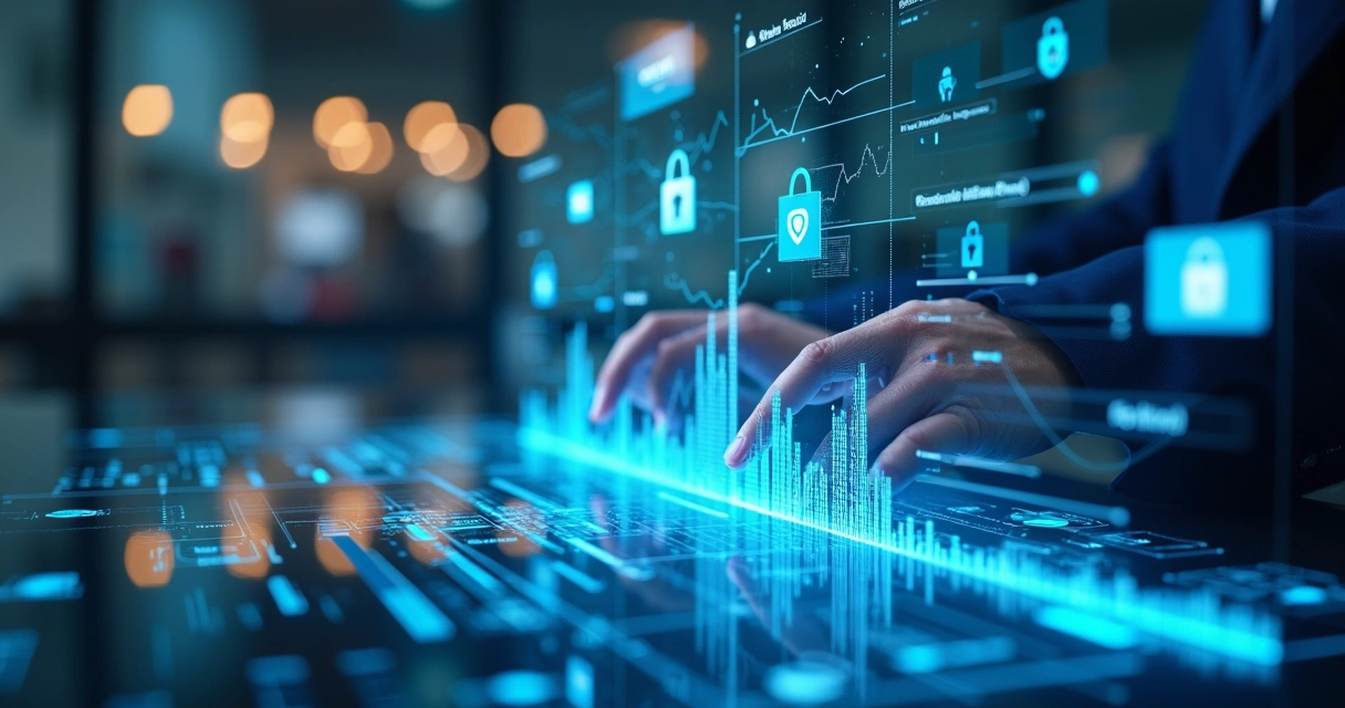 Painel inteligente analisando dados de segurança em marketplace