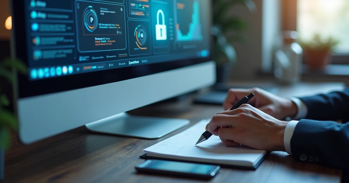 Interface digital analisando certidões negativas em tela de computador 