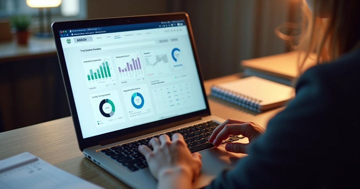 Pessoa analisando dados de voos em notebook 