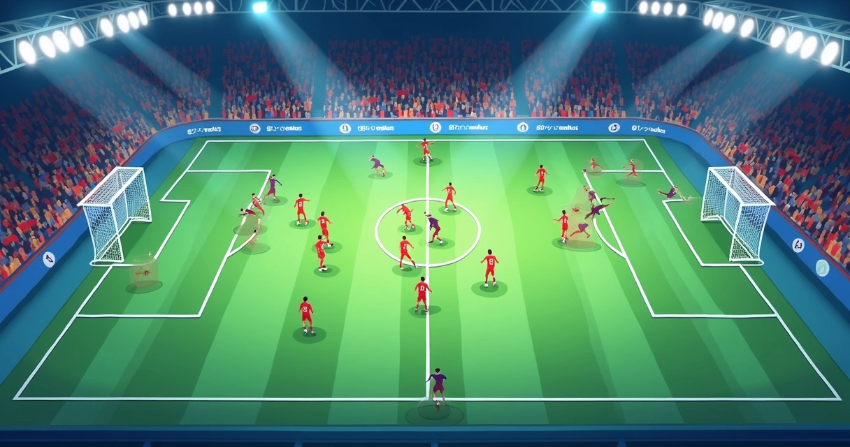 Tela de análise de jogo de futebol ao vivo exibindo gráficos de volume ofensivo e oportunidades de gol 