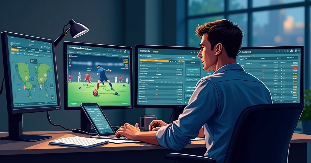 Pessoa analisando estatísticas de jogo para apostas 