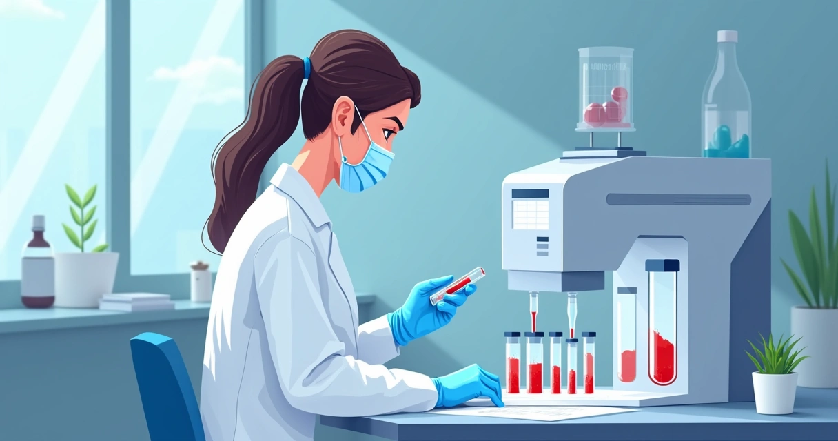 Guia para interpretação de hemoculturas na infectologia 1 Profissional de laboratório analisando tubos de hemocultura e equipamentos automatizados