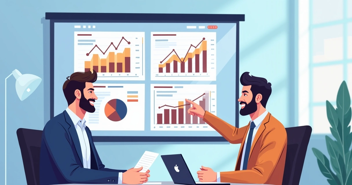 Consultoria Latitud Finance orientando cliente em apresentação de negócios 