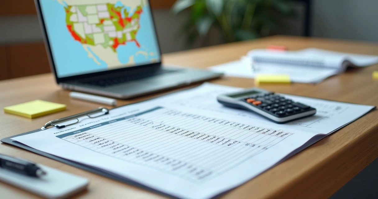 Tabela com dados de avaliação imobiliária e calculadora ao lado, simulando análise