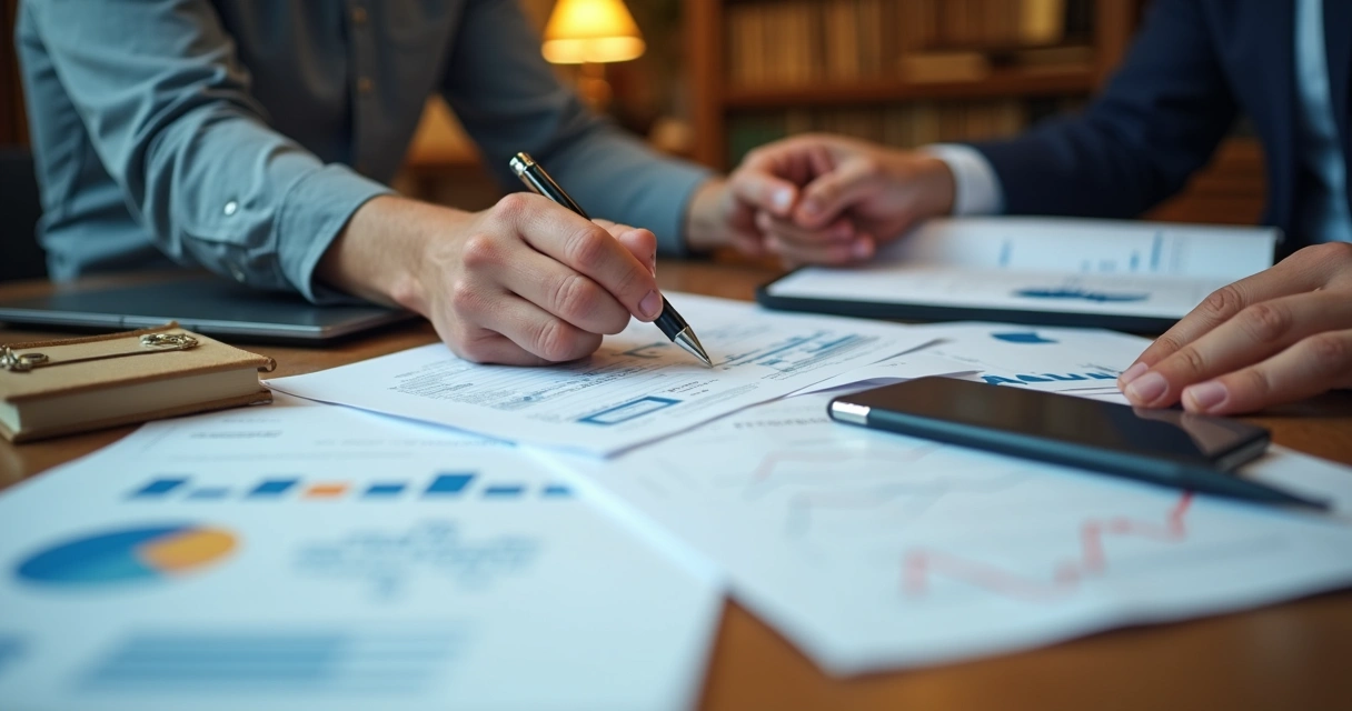 Profissional analisando laudo pericial em mesa com anotações