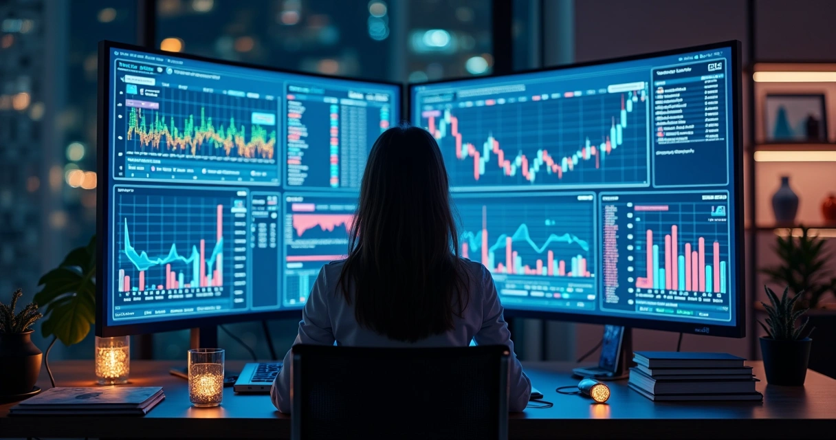 Analista monitorando logs de movimentação em painel digital