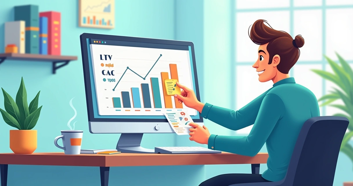 Gráfico comparando LTV e CAC para diferentes clientes 