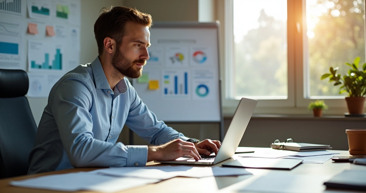 Gestor analisando dados de contratação em planilha 