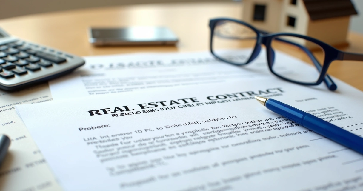 Matrícula de imóvel e contrato sobre mesa 