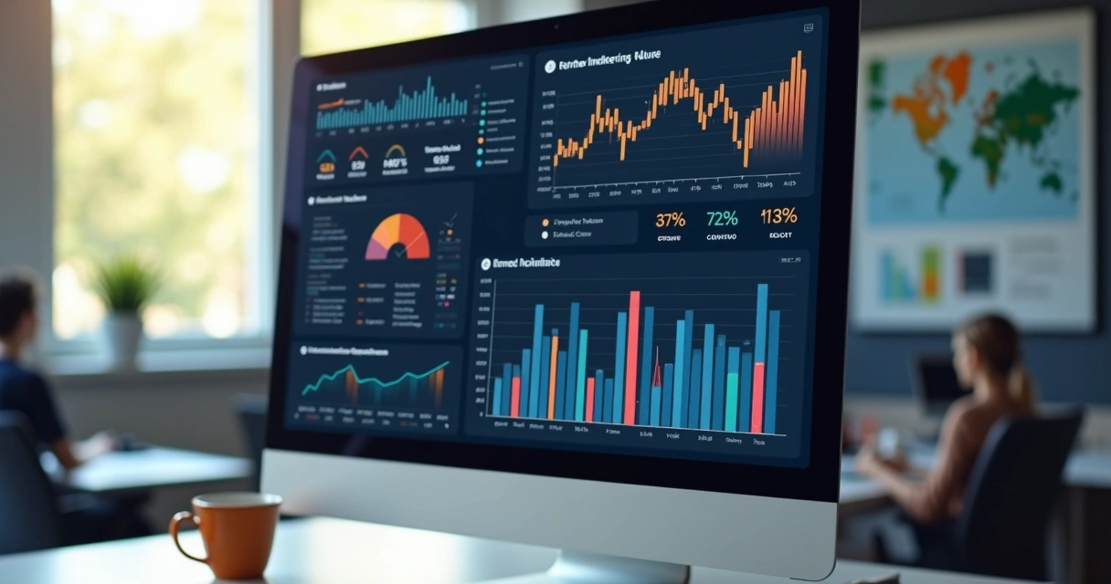 Análise detalhada de métricas digitais em tela de computador moderno 