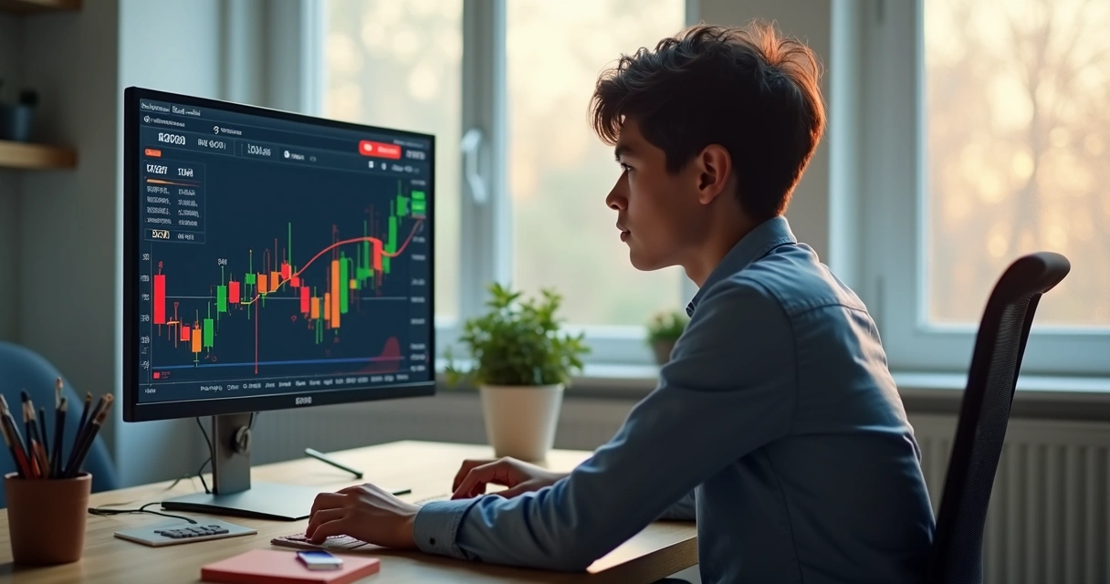 Pessoa analisando gráfico de apostas em tela de computador