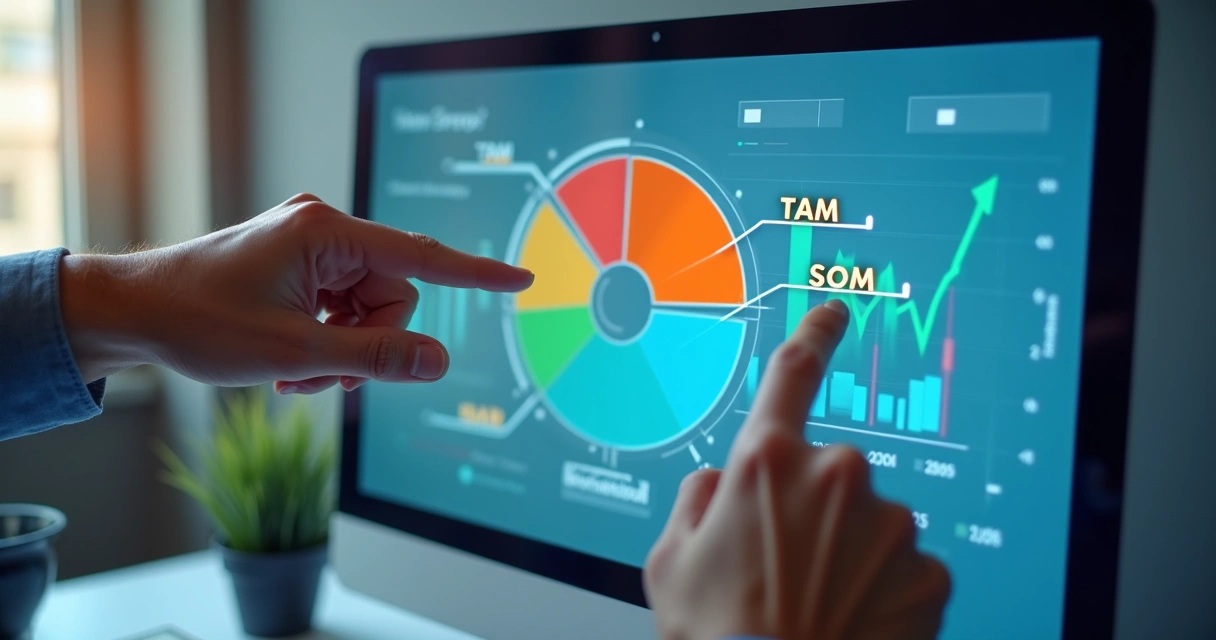 Gráfico representando análise de mercado B2B TAM SAM SOM 