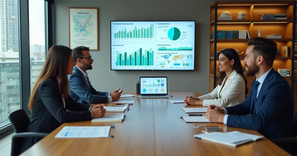 Gestores de entidade analisando painel de dados de associados e empresas 
