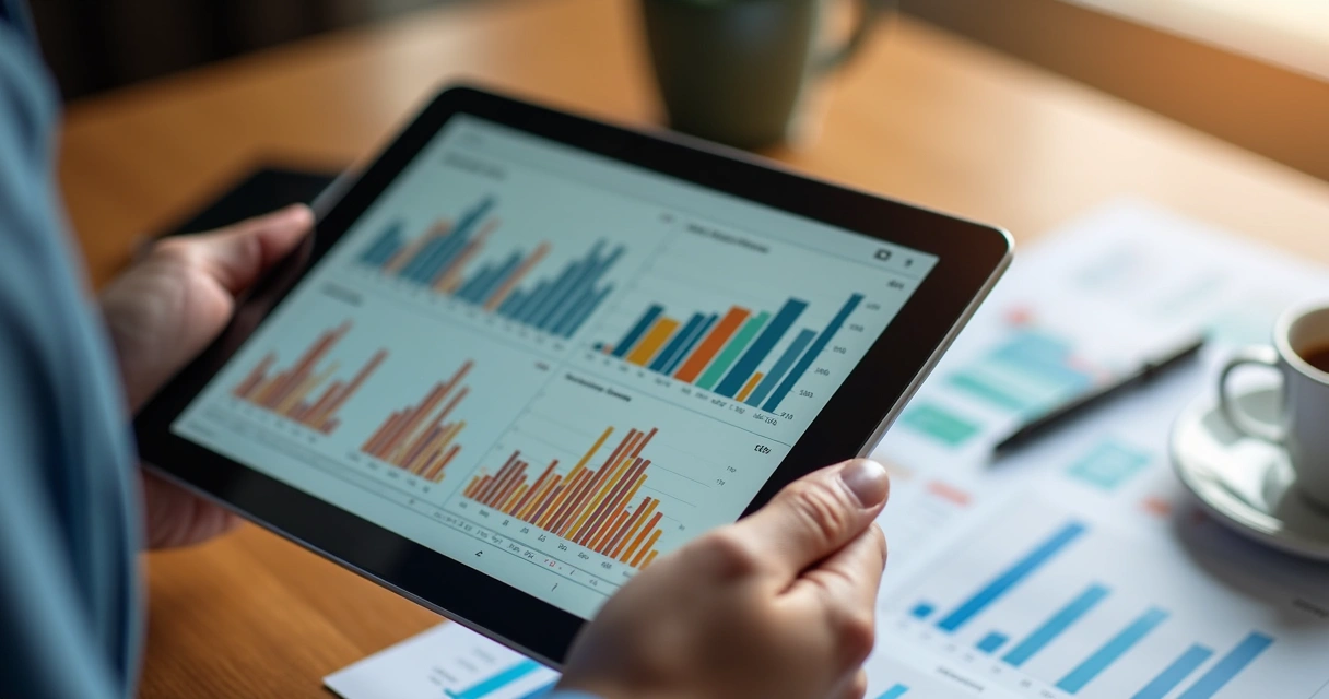 Gráfico em tablet mostrando tendências de mercado 