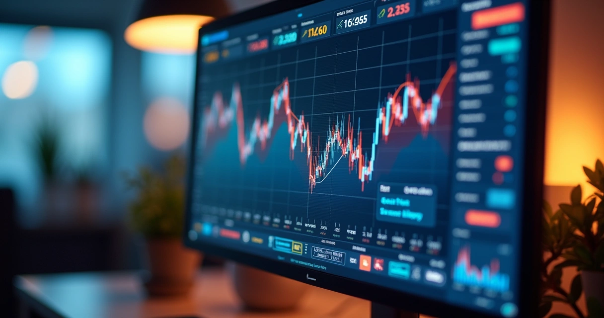 Monitor mostrando gráfico de previsões 