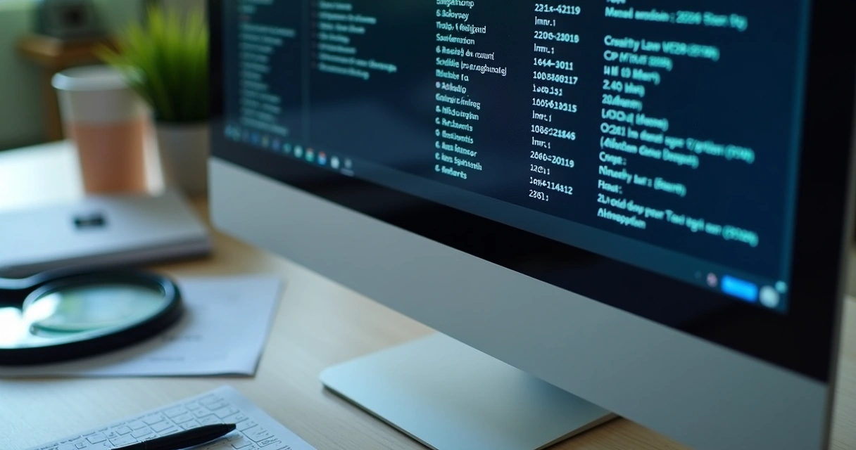 Metadados exibidos em tela de computador 