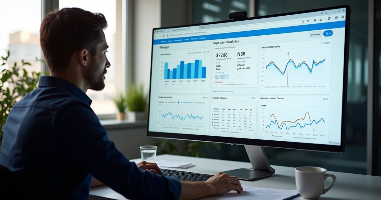 Dashboard com gráficos do Google Ads sendo analisado