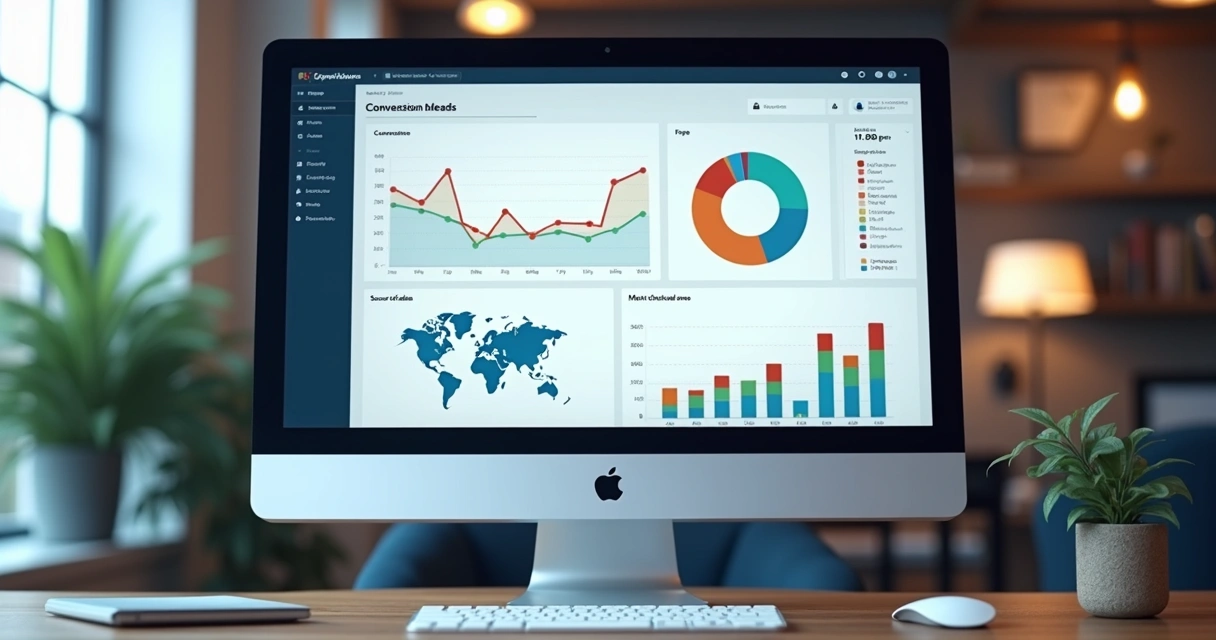 Gráfico de análise de métricas em dashboard digital