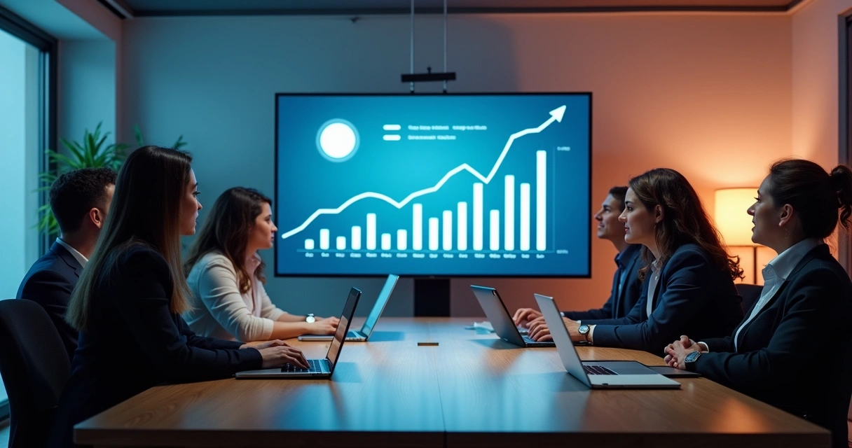Gráficos de análise de métricas de leads B2B em tela grande 