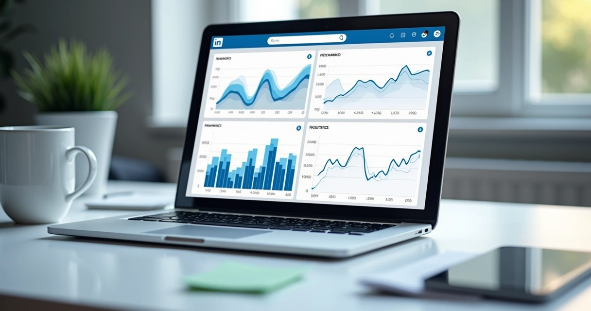 Gráficos de desempenho do LinkedIn mostrando engajamento e alcance