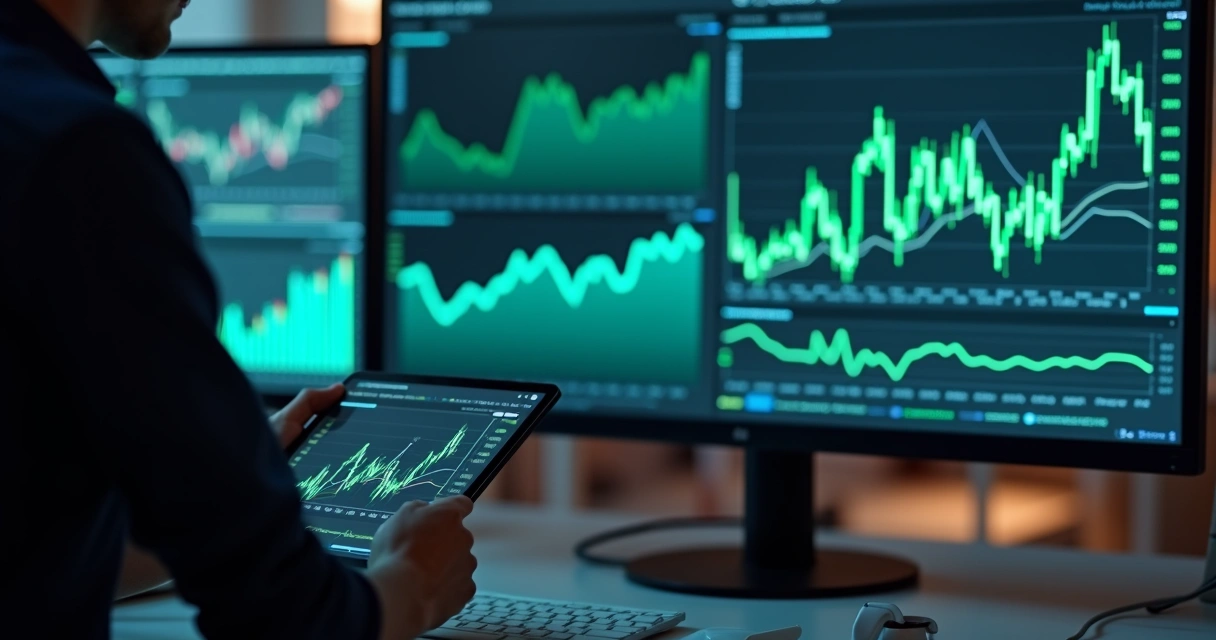 Pessoa analisando gráficos de métricas de SEO na tela 