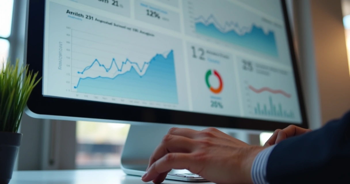 Tela de computador mostra análise de métricas de site premium 