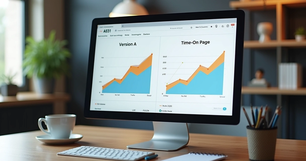 Dashboard mostrando gráficos de análise A/B de blog 